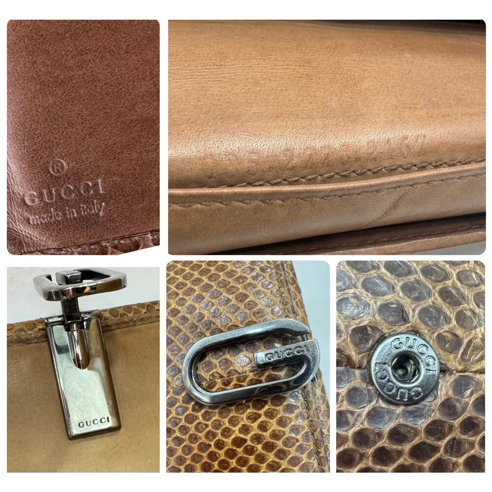 Vintage Gucci Python Leather Continental Wallet G Clasp Italy - Picture 5 of 6